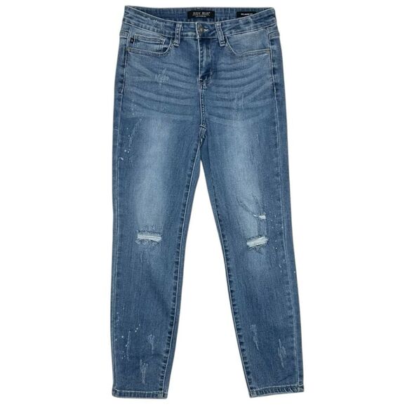 Judy Blue Shredding Up Relaxed Fit‎ Distressed Medium Denim Jeans JB8273 Size 29 - Picture 2 of 6